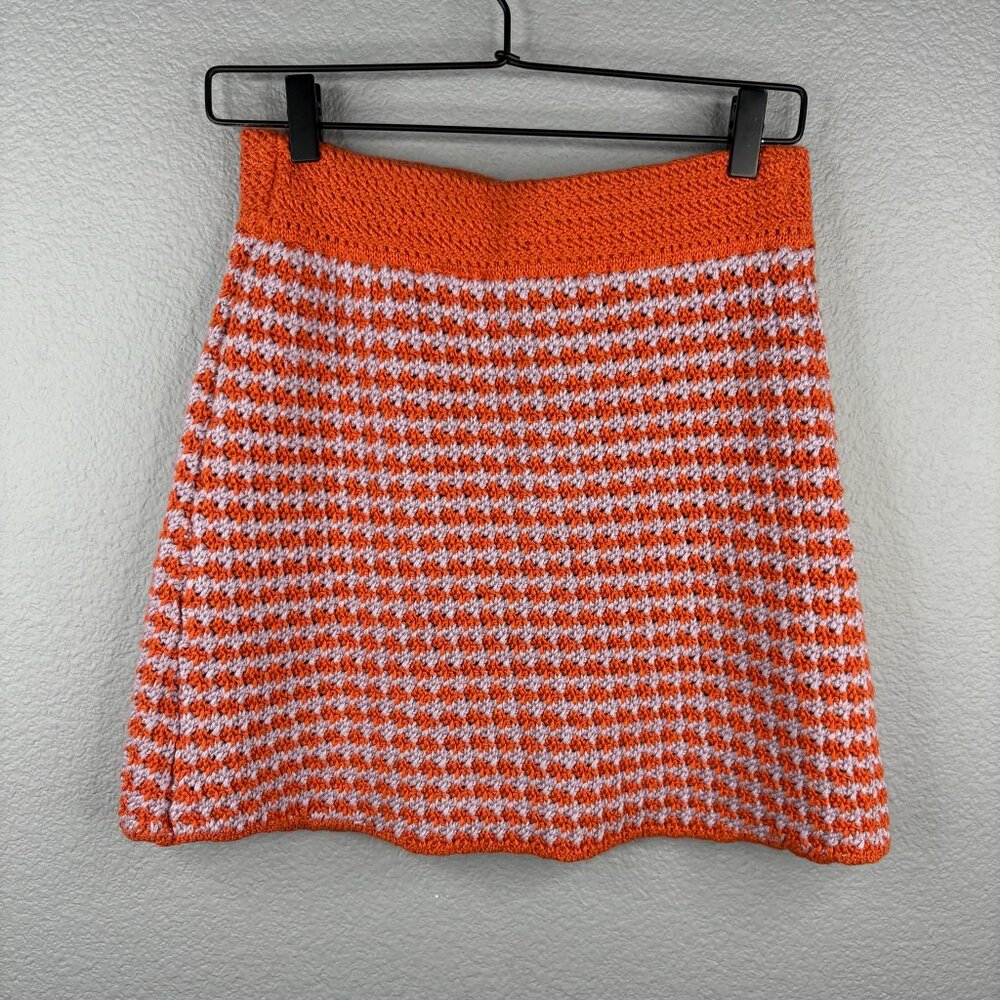 Zara Orange & Purple Crochet Mini Skirt - Picture 2 of 5